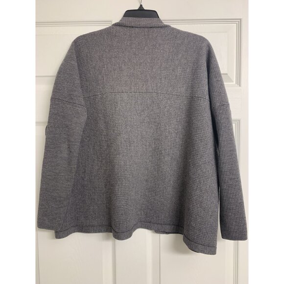 Gray Dolman Sleeve Extra Fine Merino Wool Open Front Cardigan Size M - Picture 3 of 8